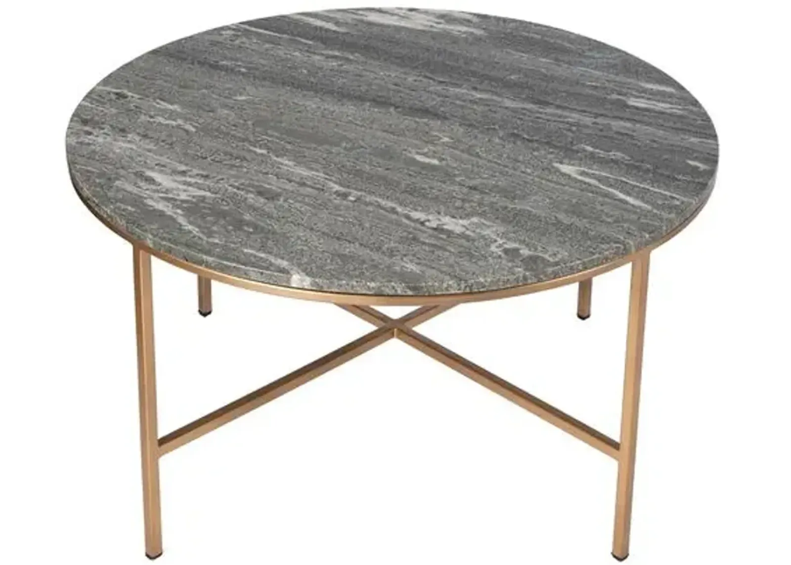 Jasper Marble Round Coffee Table - Gray/Gold