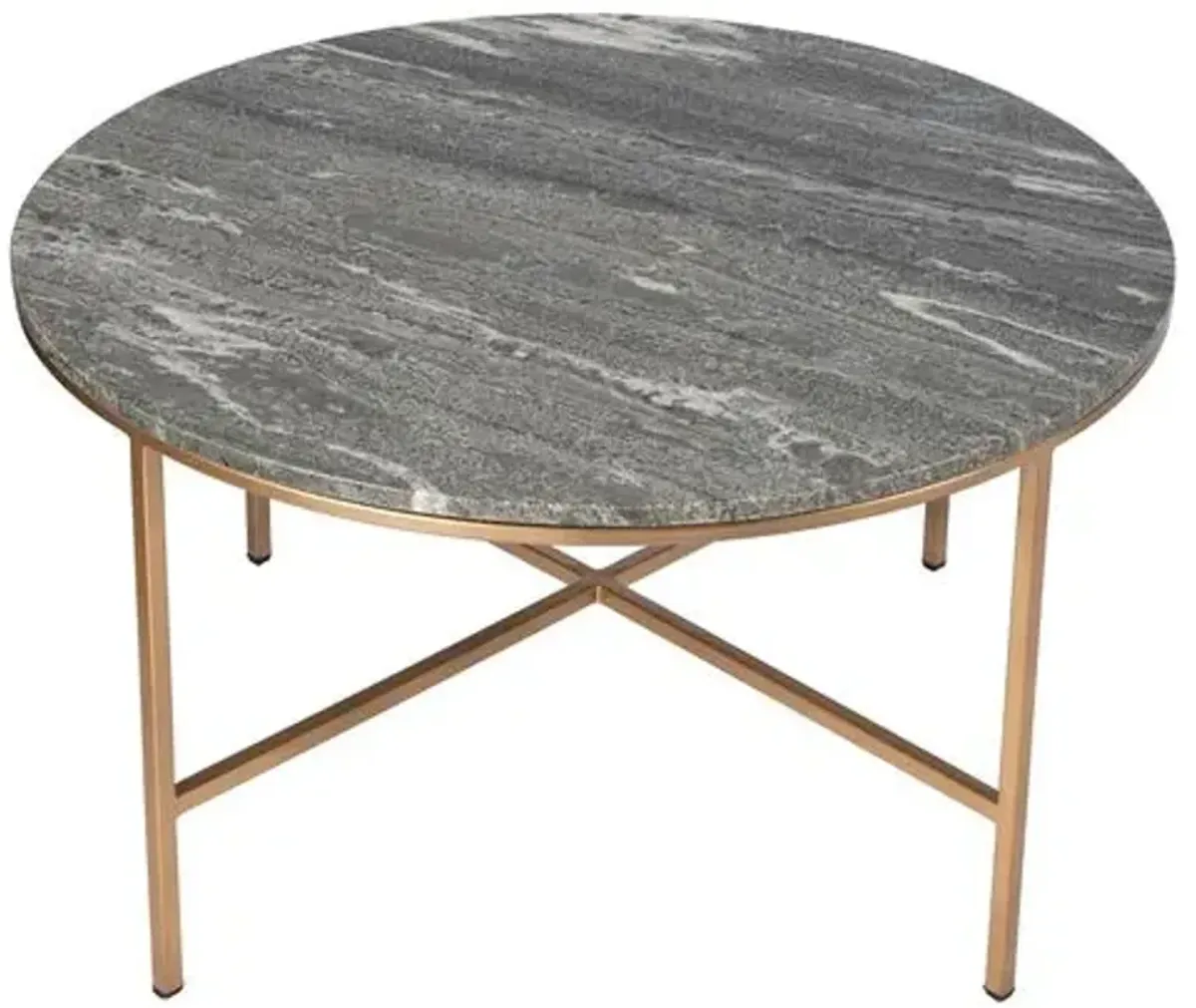 Jasper Marble Round Coffee Table - Gray/Gold