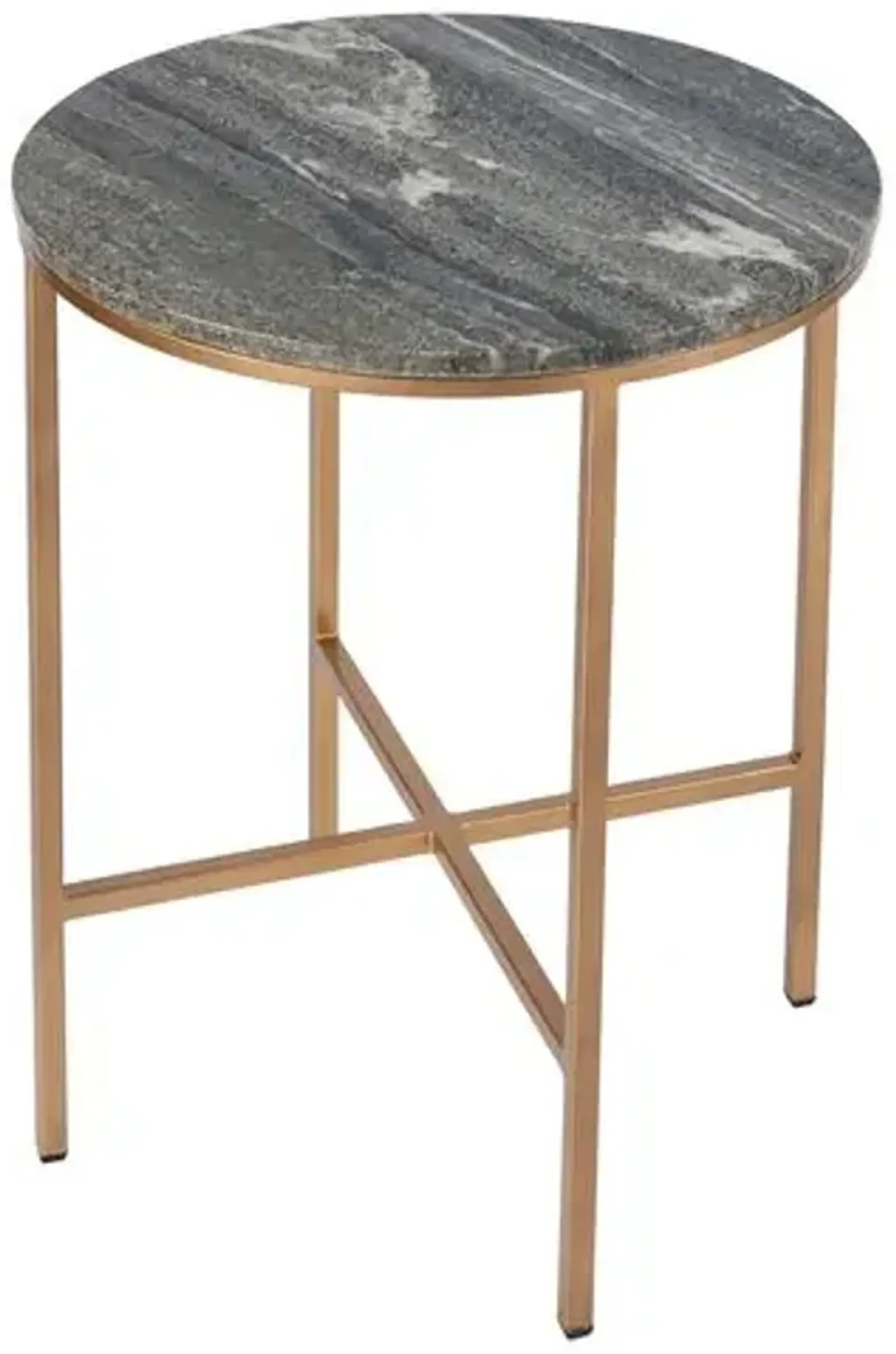 Jasper Marble End Table - Gray/Gold