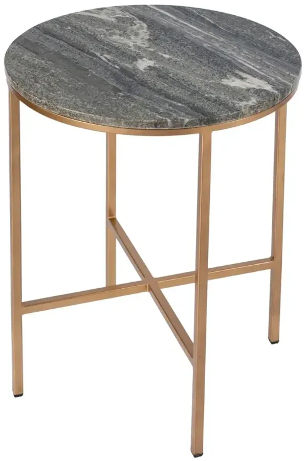 Jasper Marble End Table, Gray/Gold