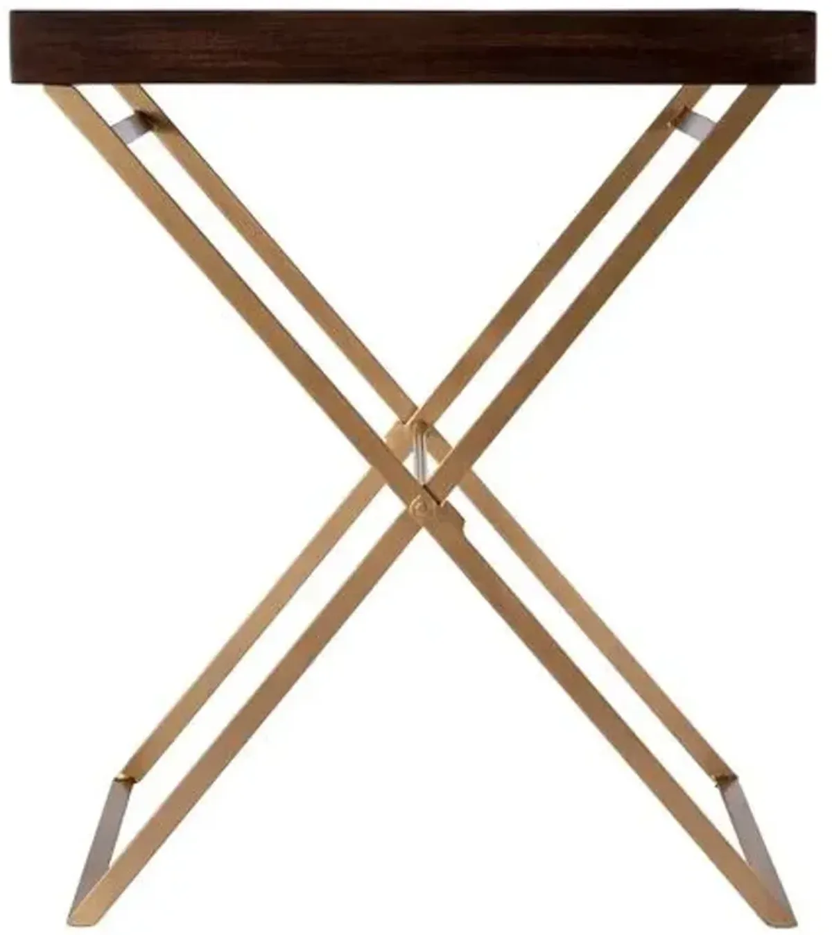 Kenzie Cross Legs Tray Side Table - Gold