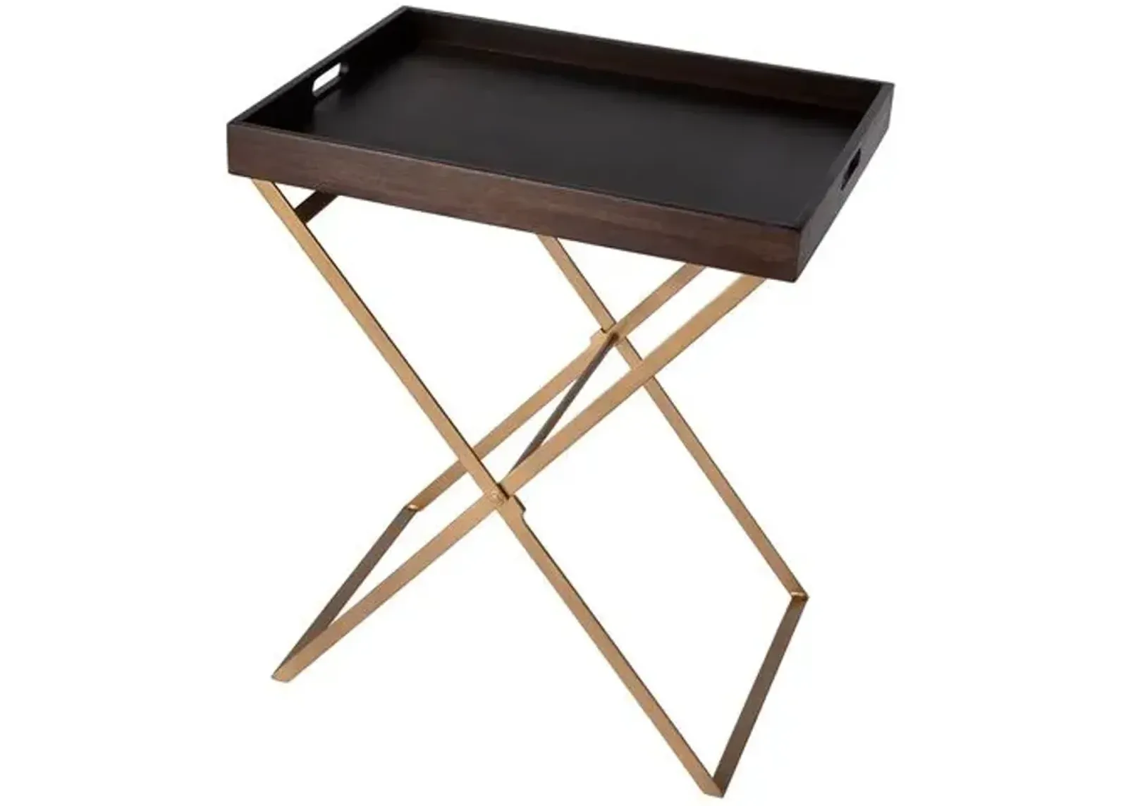 Kenzie Cross Legs Tray Side Table - Gold