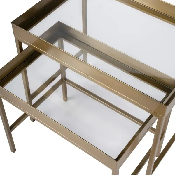 S/2 Gage Glass Nesting Tables, Gold