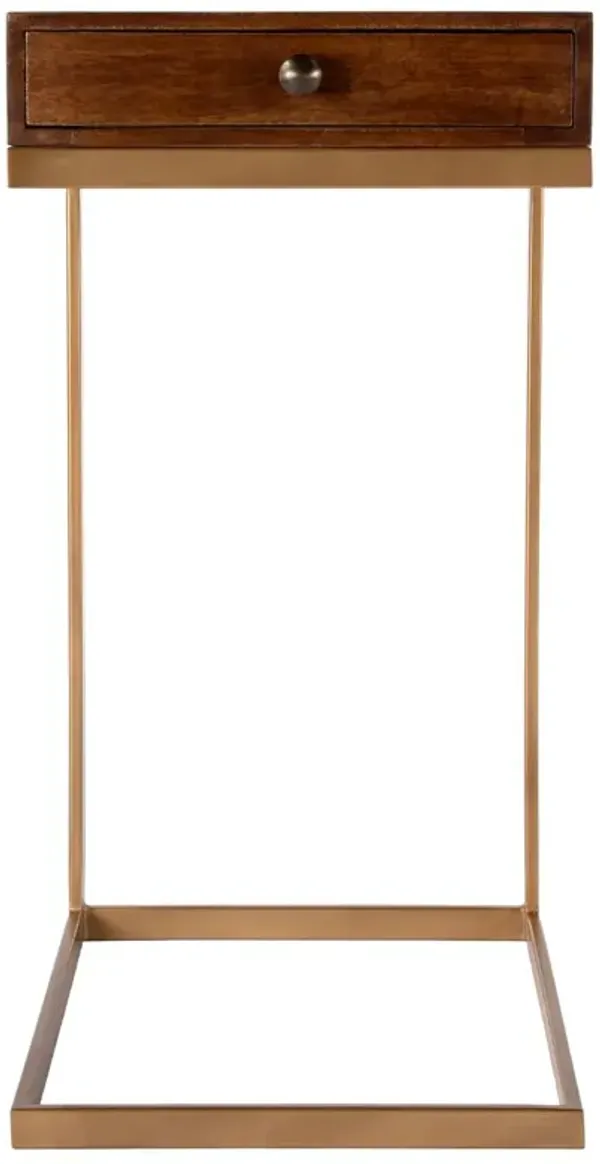 Ophelia 1-Drawer C-Shaped End Table, Medium Brown
