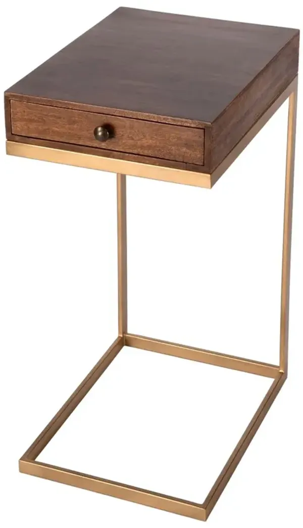 Ophelia 1-Drawer C-Shaped End Table, Medium Brown