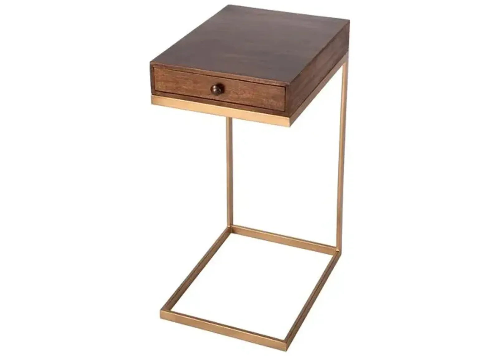 Ophelia 1-Drawer C-Shaped End Table - Medium Brown