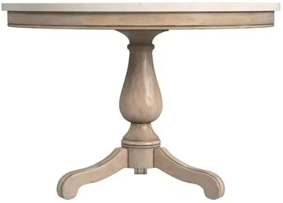 Liam 44" Round Pedestal Marble Top Dining Table