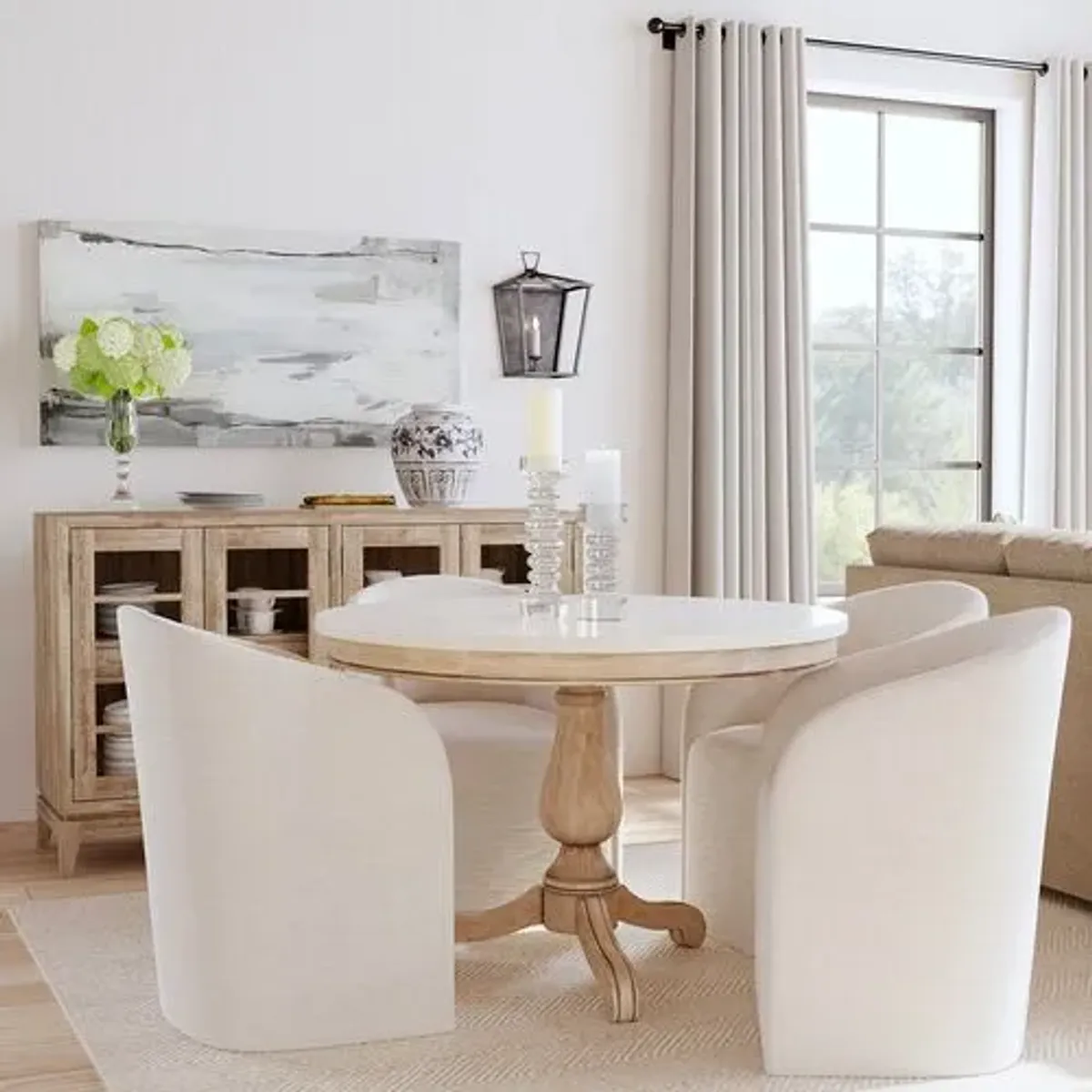 Liam 44" Marble Top Round Pedestal Dining Table