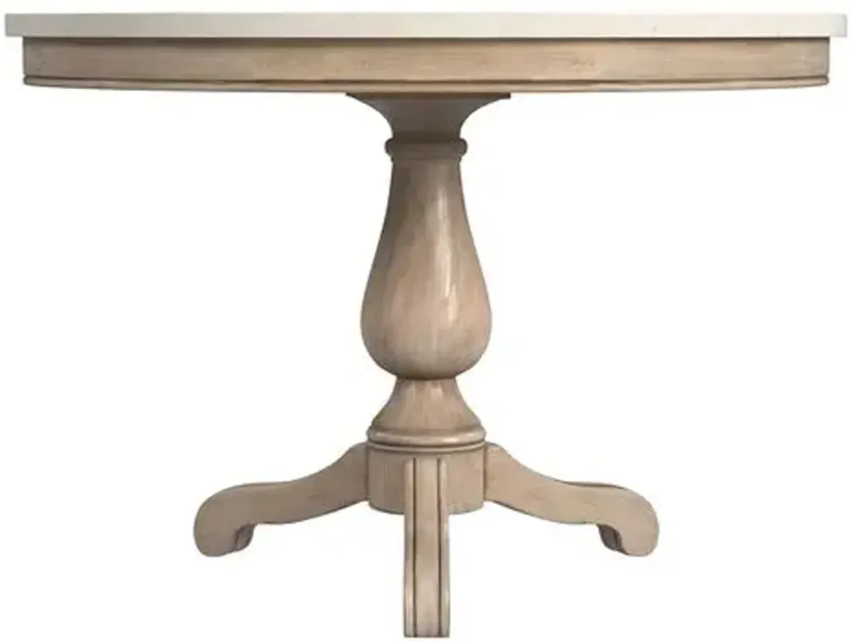 Liam 44" Marble Top Round Pedestal Dining Table