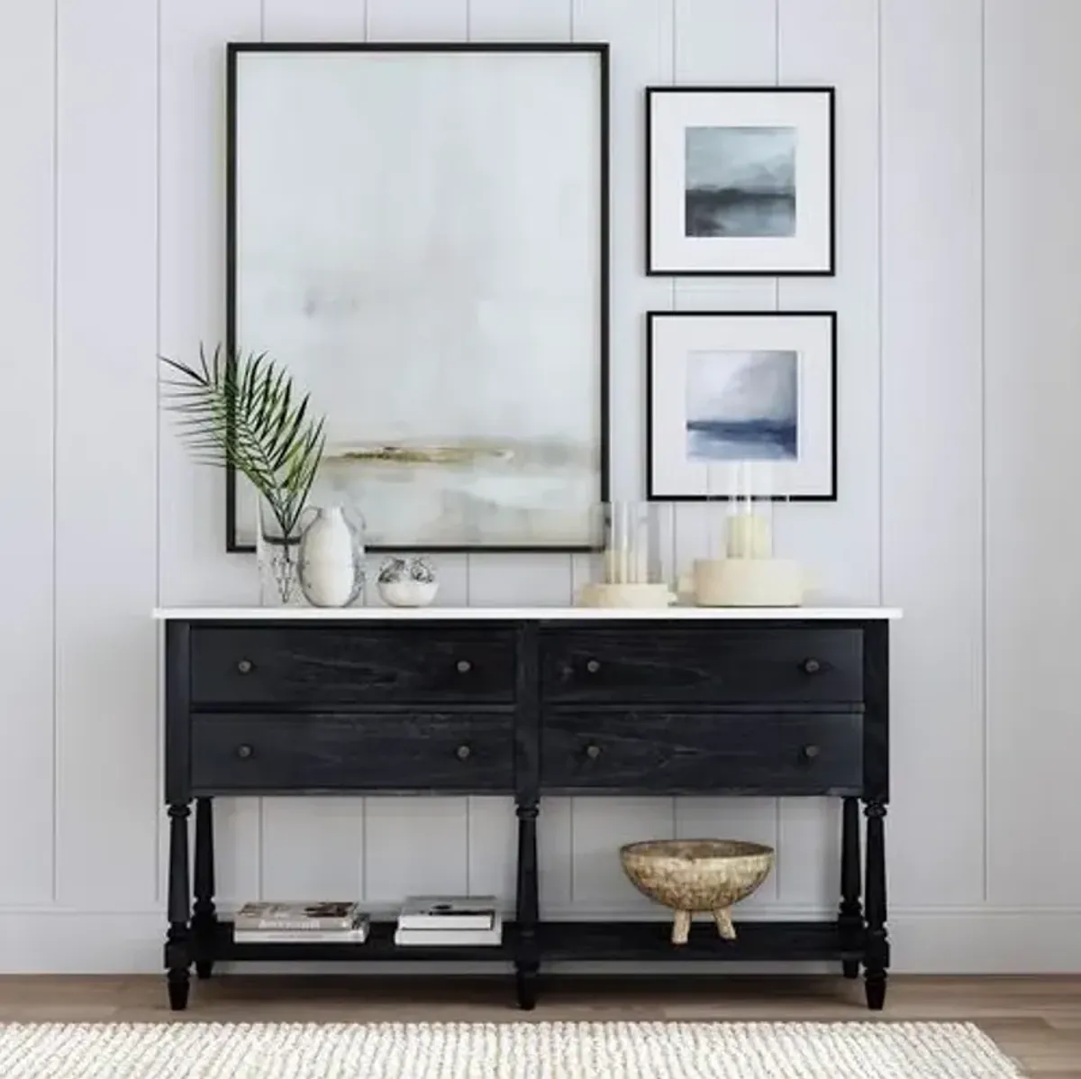 Liam Marble Top Sideboard - Black