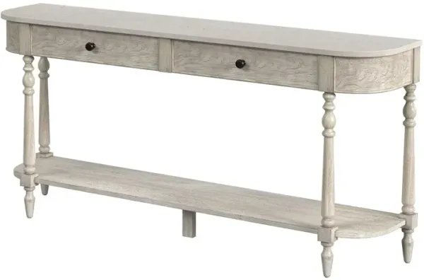 Liam 65" 2-Drawer Marble Tope Console Table, Rustic Gray