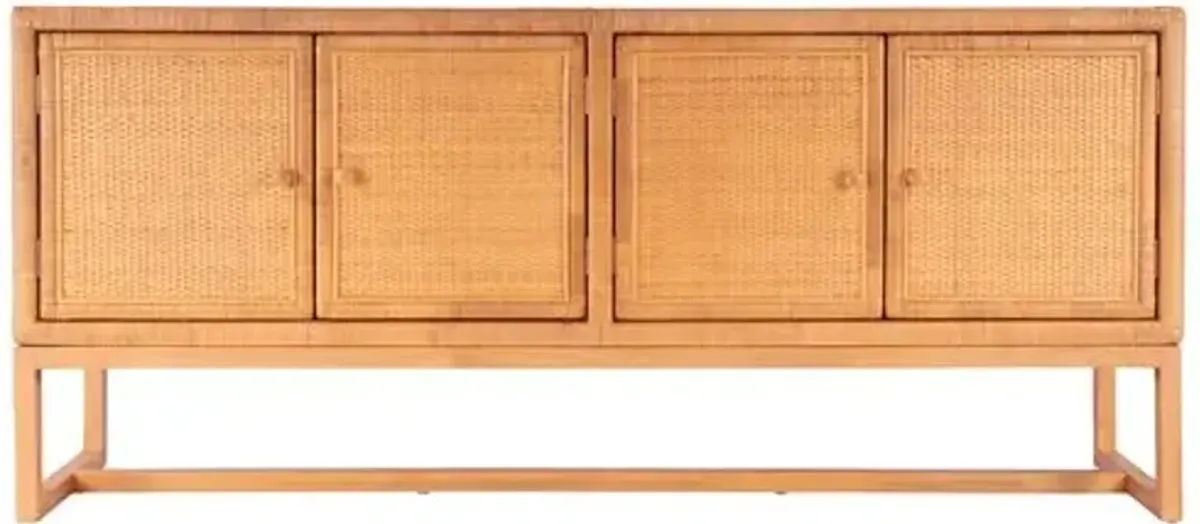 Micah Rattan 4-Door 76" Sideboard - Natural - Brown