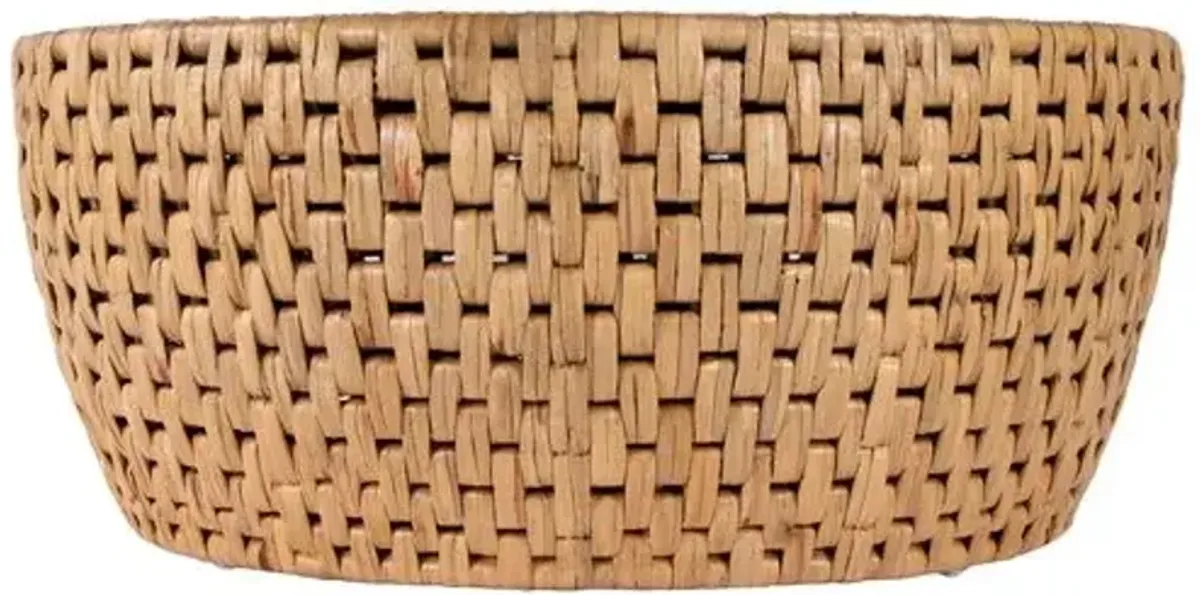 Micah Round Rattan Drum Coffee Table - Natural - Brown