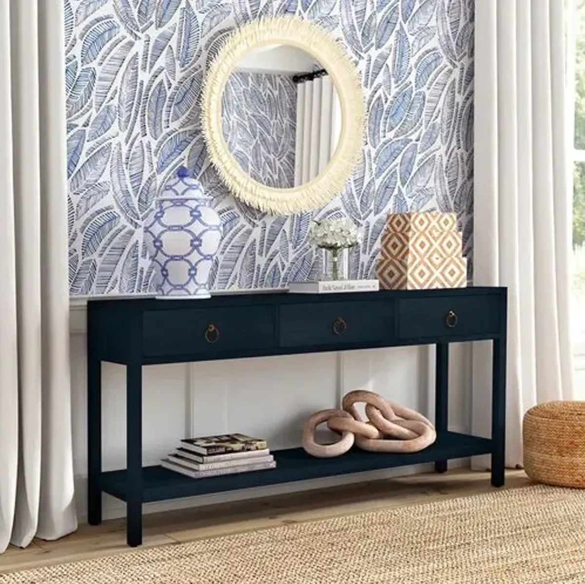 Grayson 3-Drawer 65" Console Table - Blue