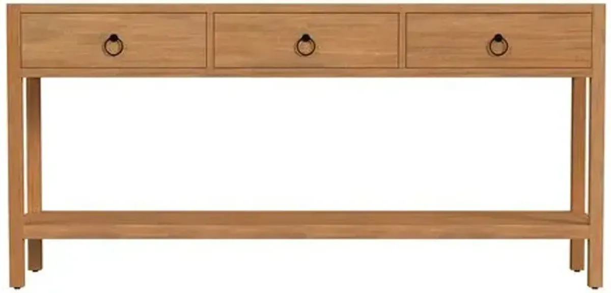 Sully 3-Drawer 65" Console Table with Lower Open Shelf - Brown