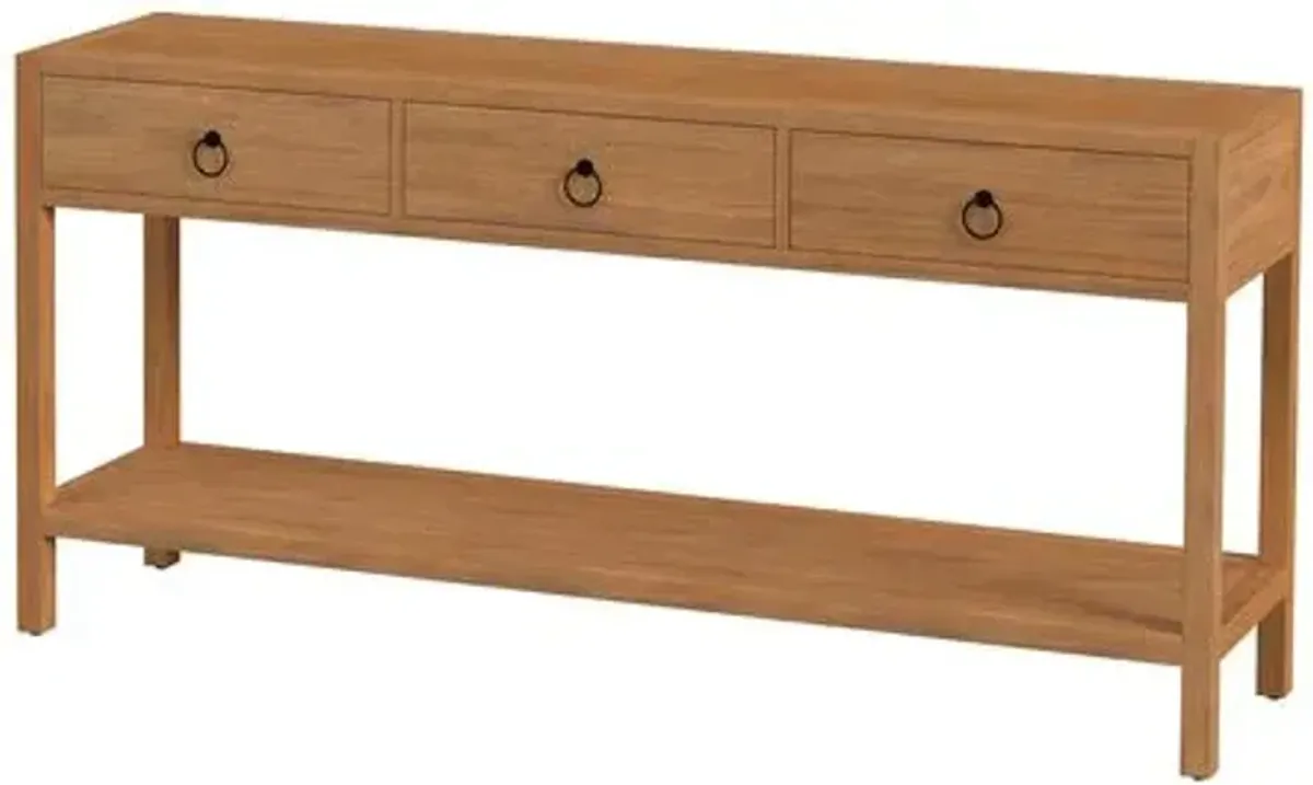Sully 3-Drawer 65" Console Table with Lower Open Shelf - Brown