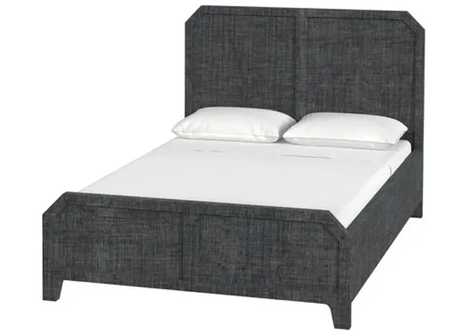 Oliver Harbor Queen Raffia Panel Bed - Gray