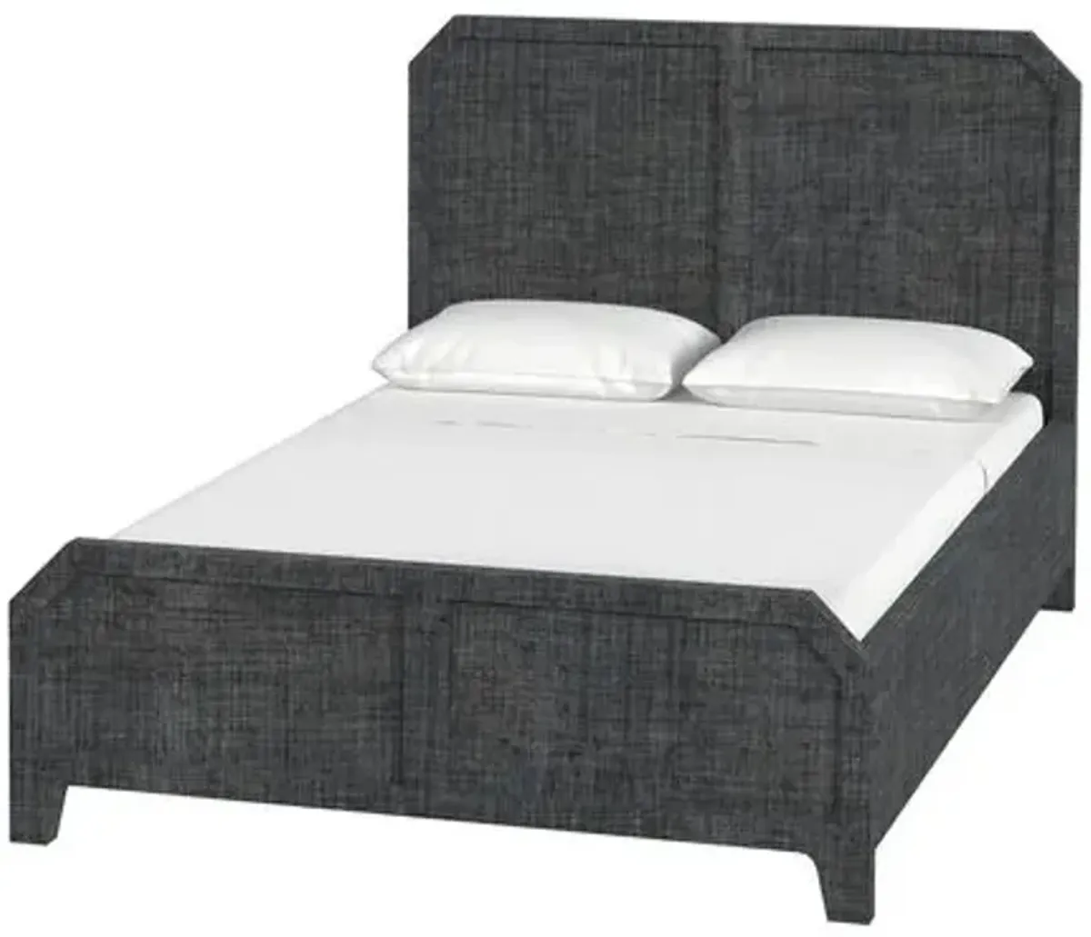 Oliver Harbor Queen Raffia Panel Bed - Gray