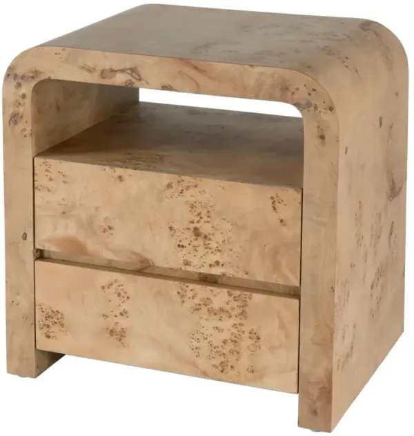 Logan 2-Drawer Nightstand, Light Burl