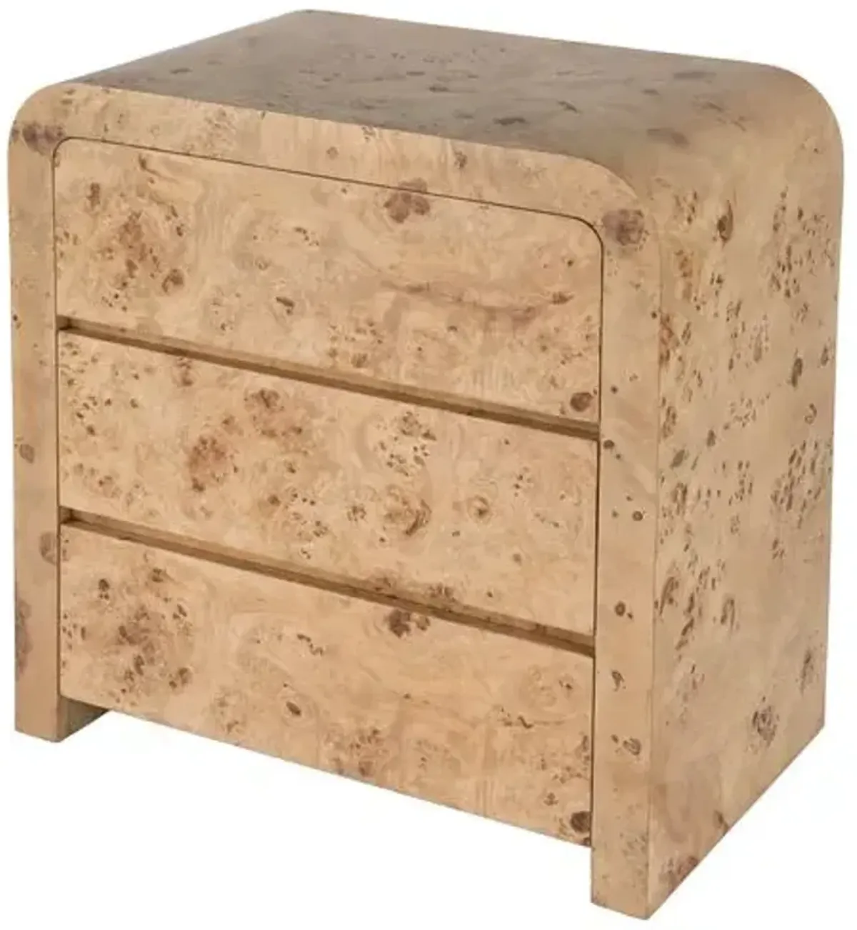 Logan 3-Drawer Curved Chest - Light Burl - Brown