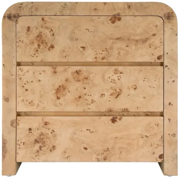 Logan 3-Drawer Curved Chest, Light Burl