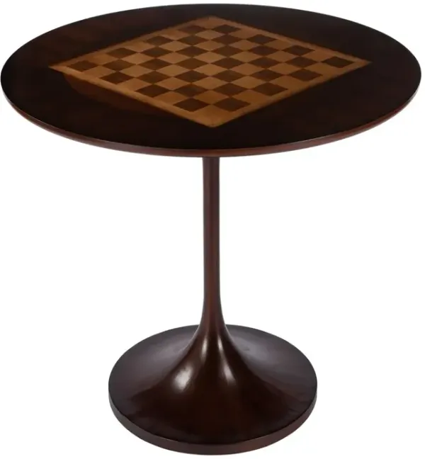 Julia 30" Round Pedestal Game Table - Cherry - Brown