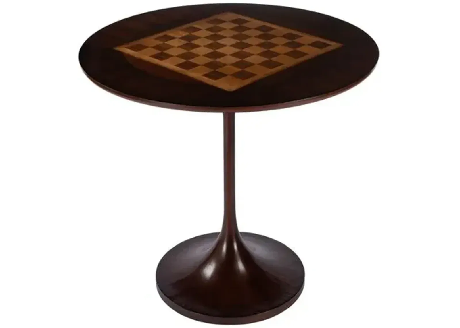 Julia 30" Round Pedestal Game Table - Cherry - Brown