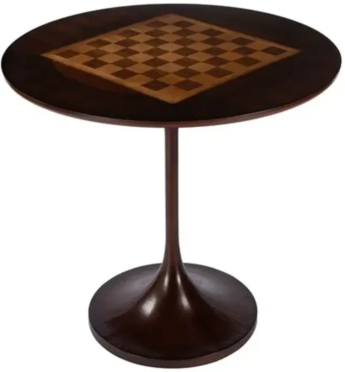 Julia 30" Round Pedestal Game Table - Cherry - Brown