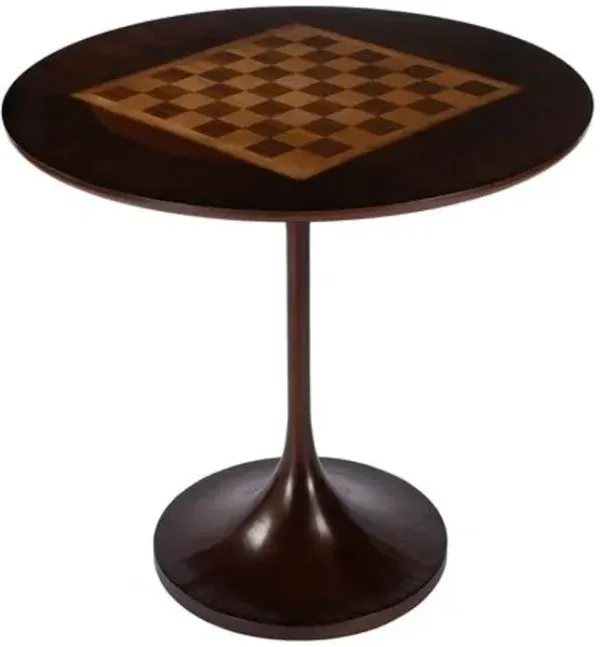 Julia 30" Round Pedestal Game Table - Cherry - Brown