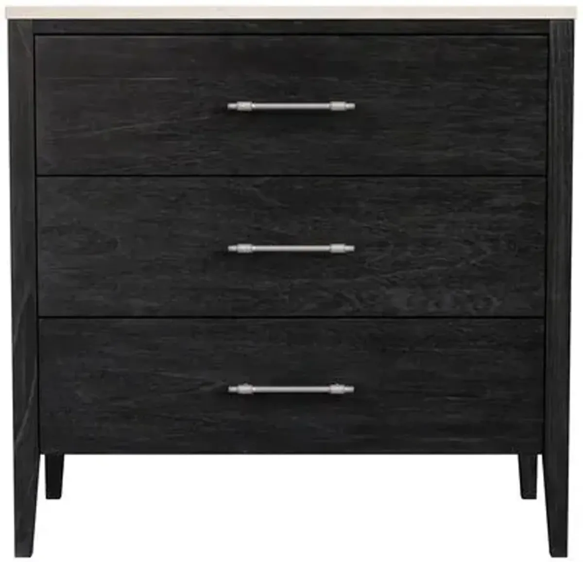 Ethan 3-Drawer Marble Top Chest - Black