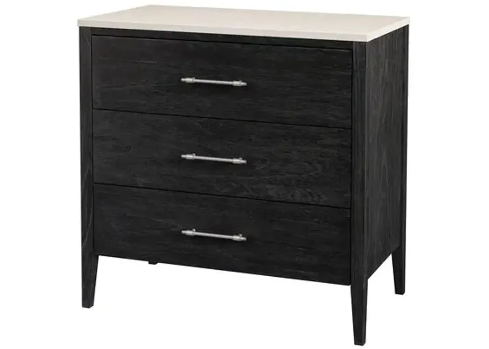 Ethan 3-Drawer Marble Top Chest - Black