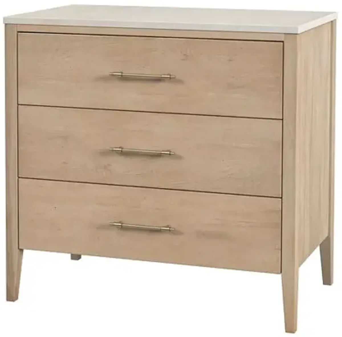 Ethan 3-Drawer Marble Top Chest - Beige