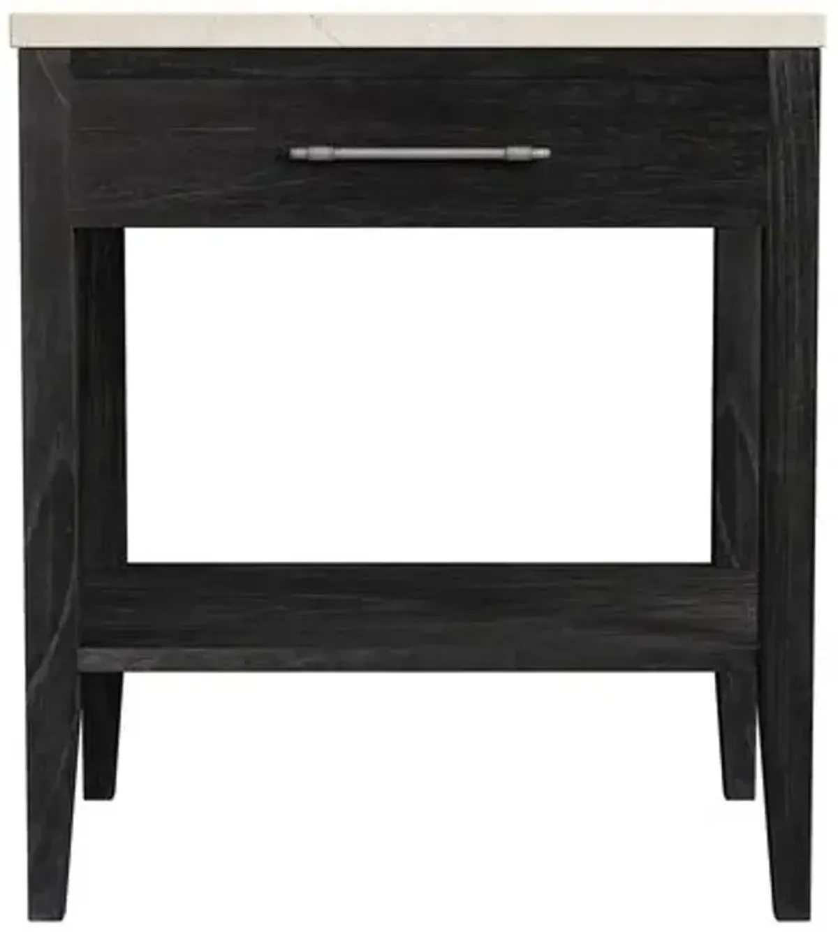 Ethan 1-Drawer Wood and Marble Nightstand