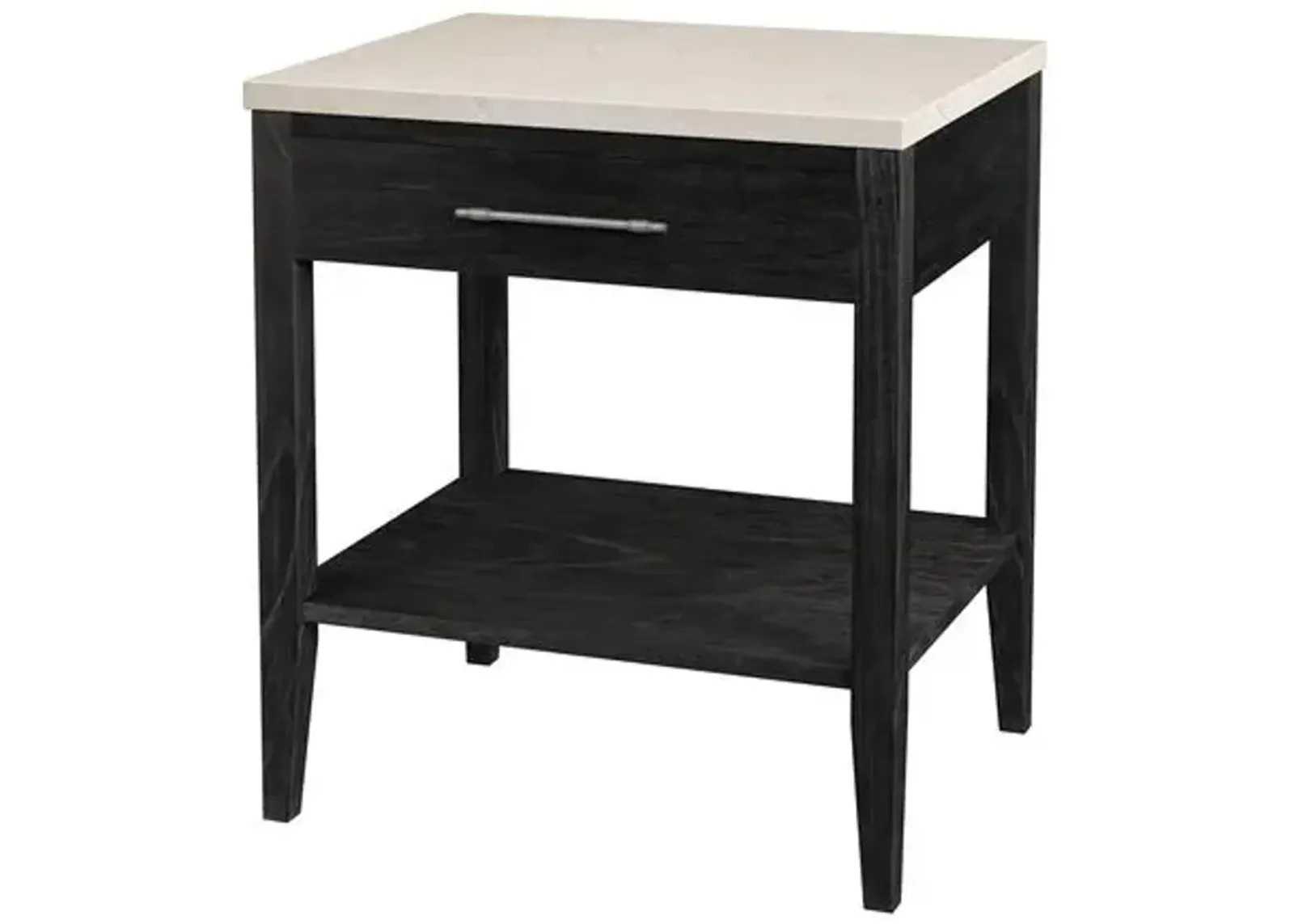 Ethan 1-Drawer Wood and Marble Nightstand