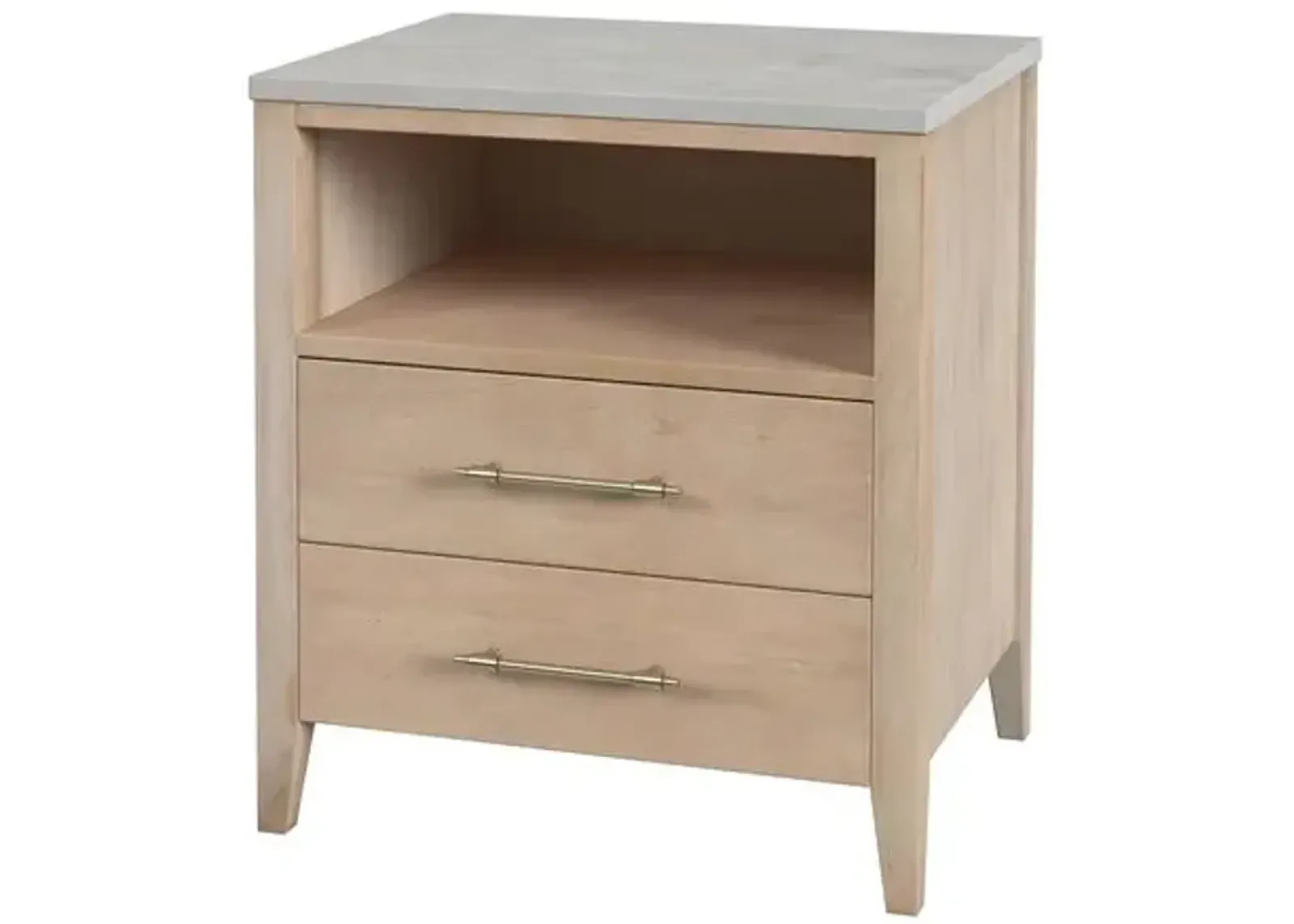 Ethan 2-Drawer Wood and Marble Nightstand