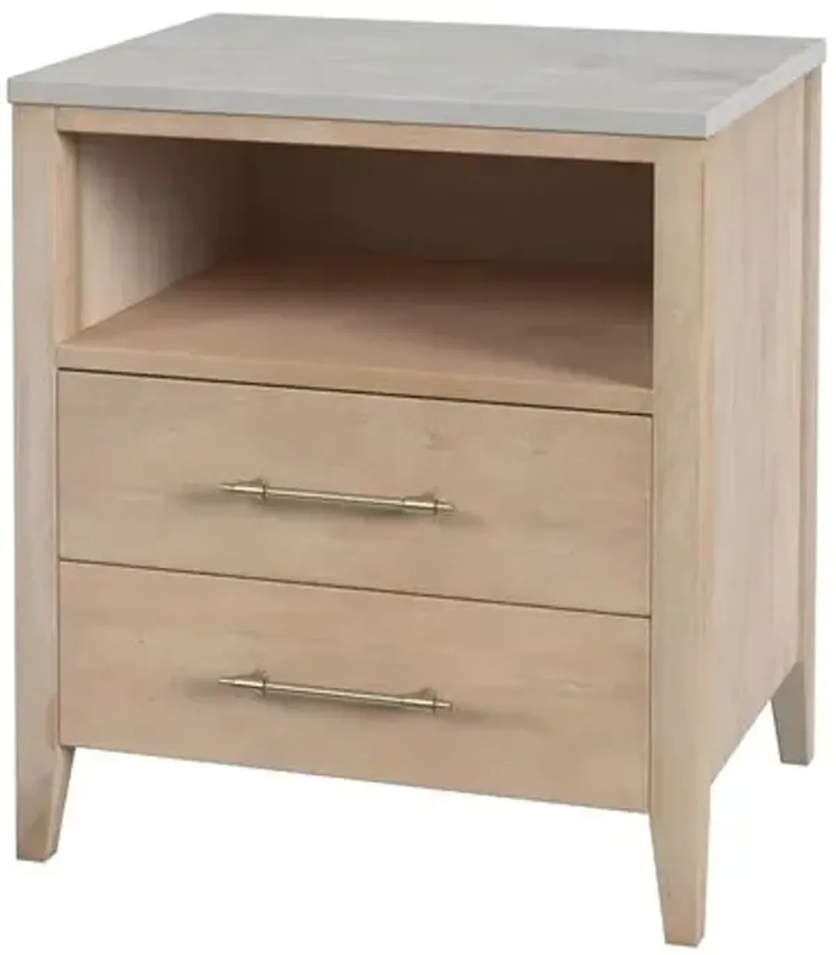 Ethan 2-Drawer Wood and Marble Nightstand