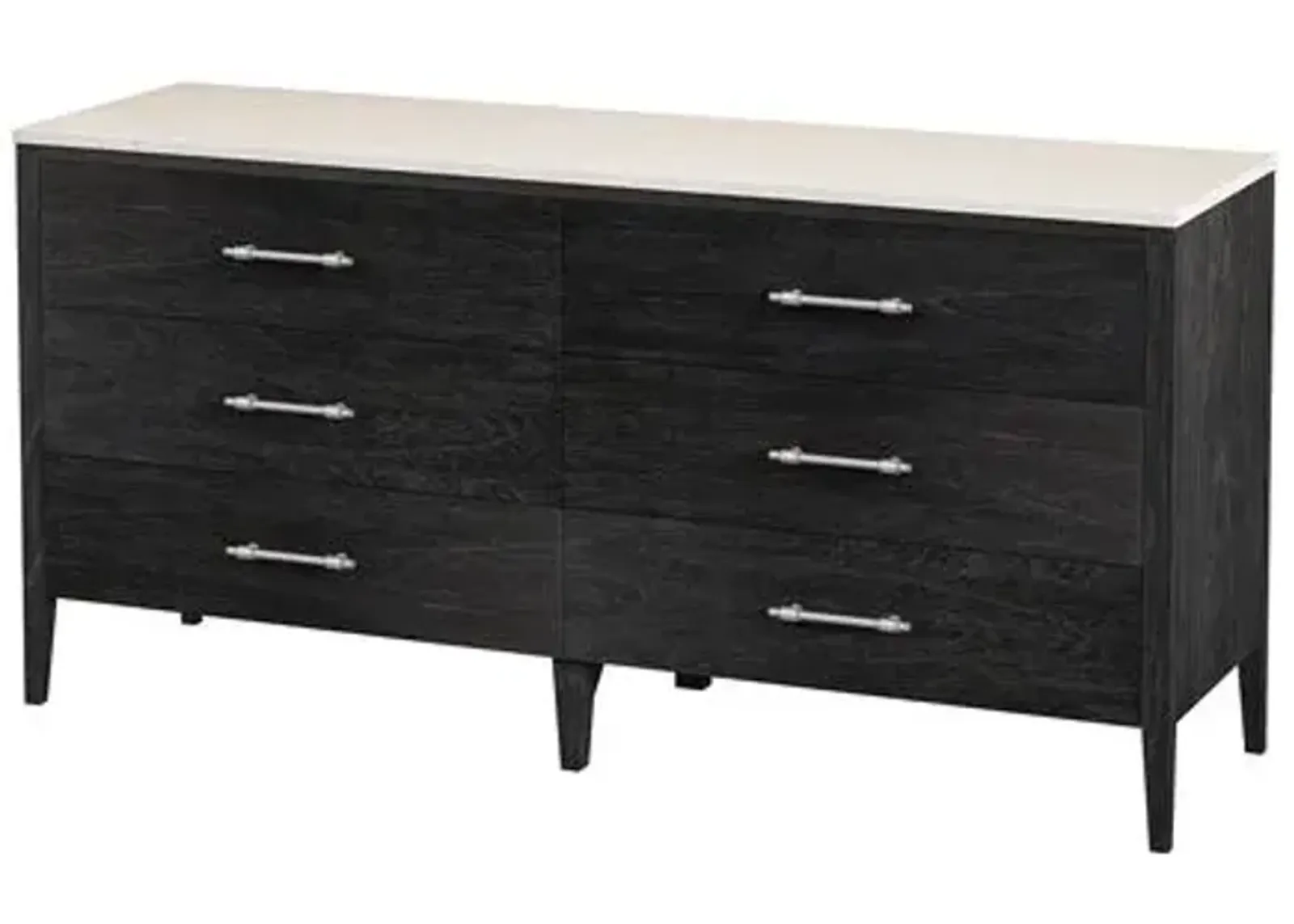 Ethan 6-Drawer Marble Top Dresser - Black