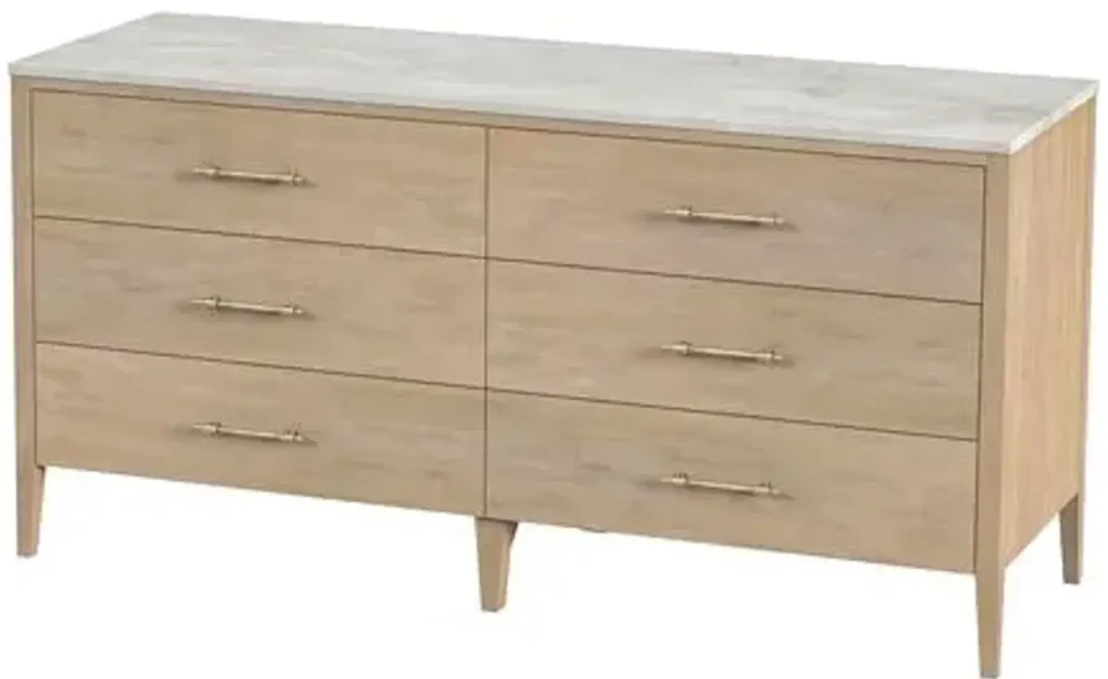 Ethan 6-Drawer Marble Top Dresser - Beige