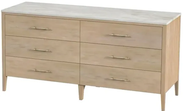 Ethan 6-Drawer Marble Top Dresser - Beige