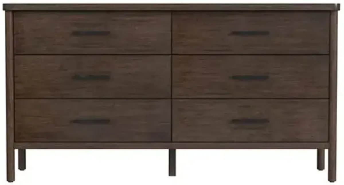 Gemma 6-Drawer Rounded Leg Dresser - Brown