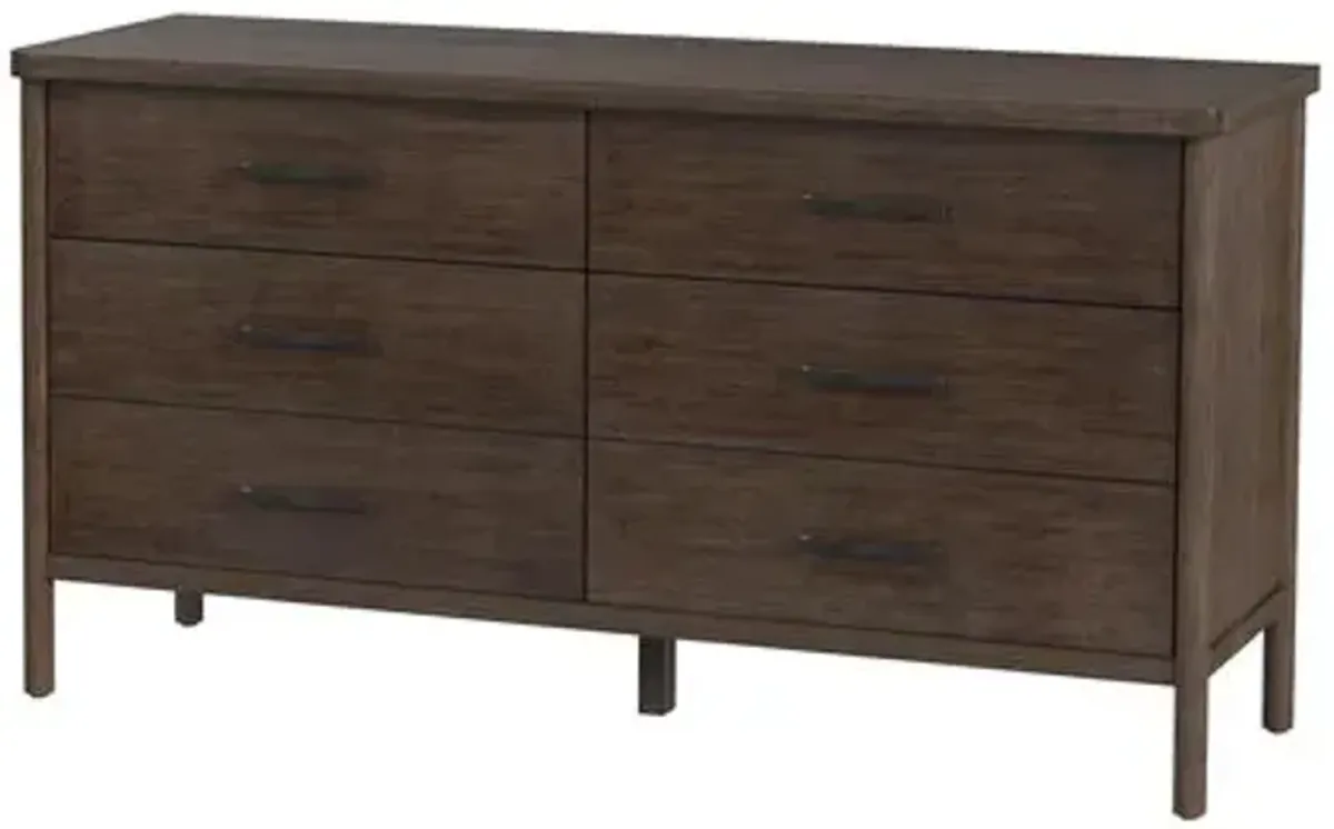 Gemma 6-Drawer Rounded Leg Dresser - Brown