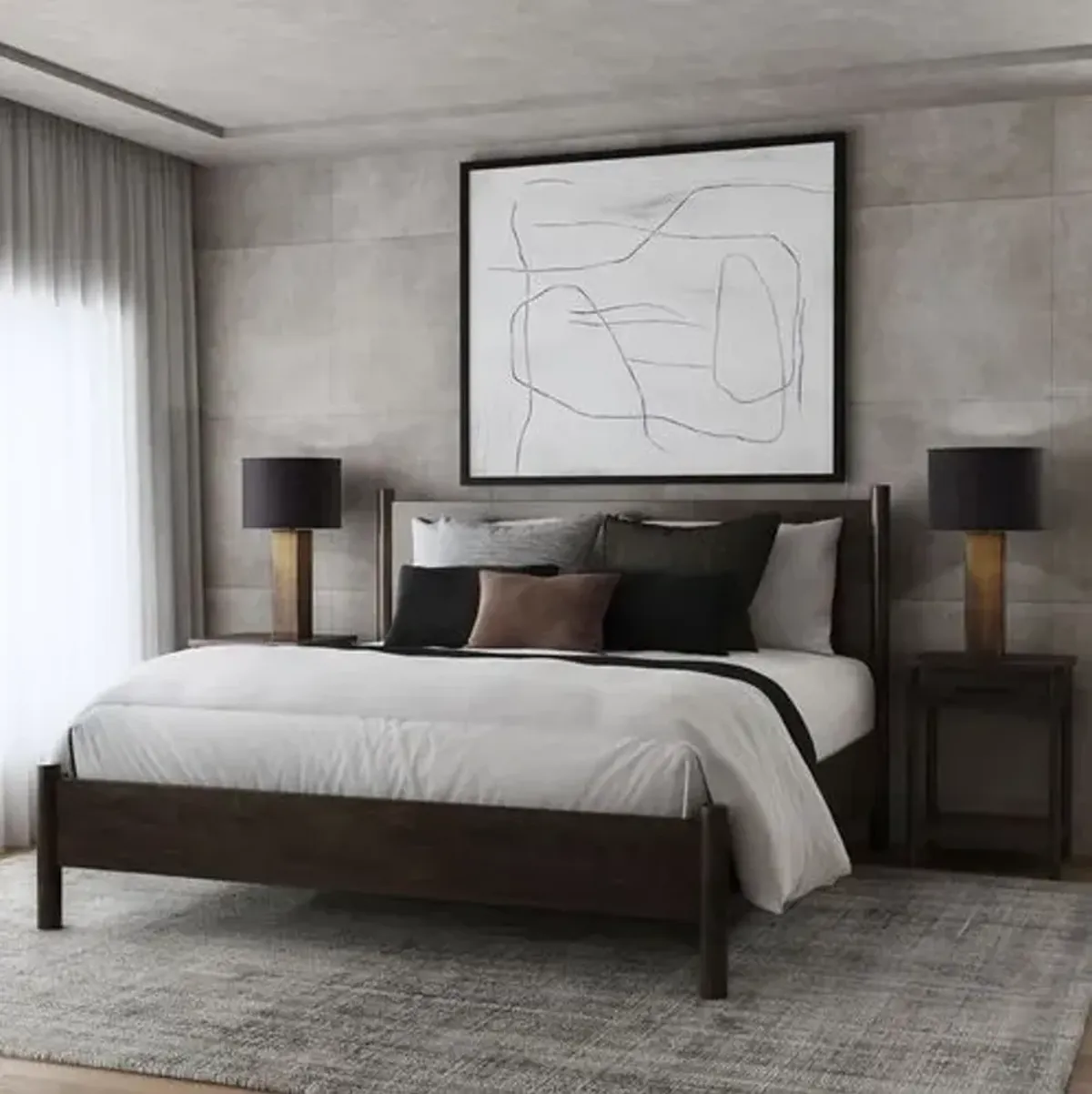 Gemma Panel Bed - Brown
