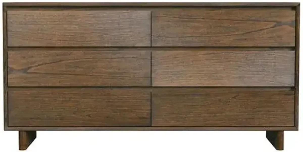 Jade Wood Panel 6-Drawer Dresser - Brown