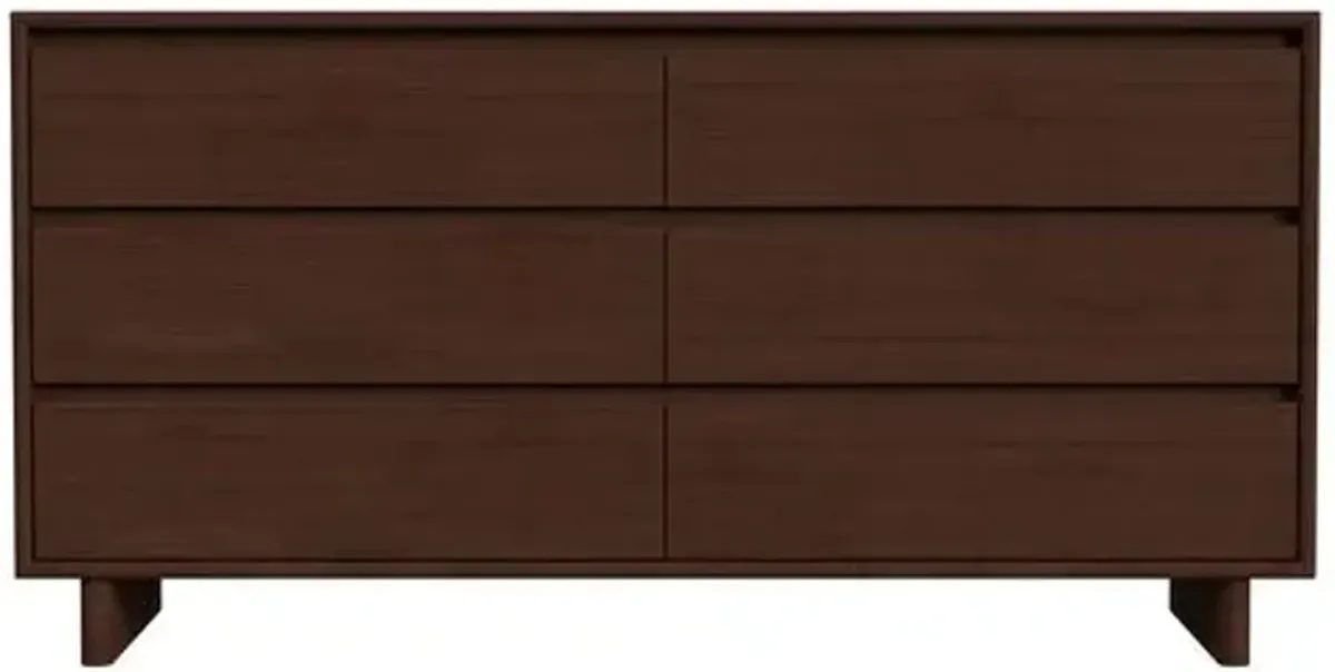 Jade Wood Panel 6-Drawer Dresser - Brown