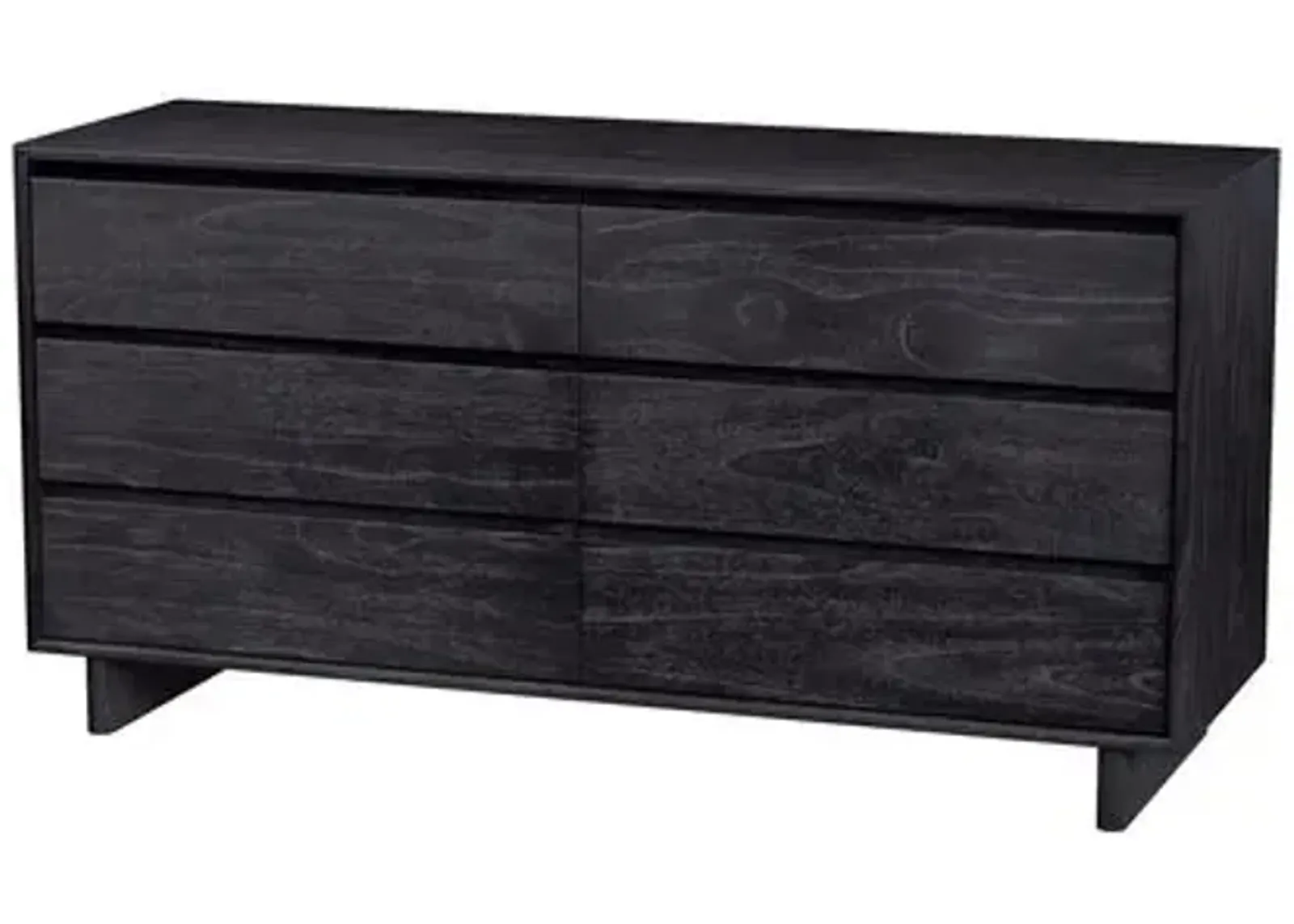 Jade Wood Panel 6-Drawer Dresser - Black