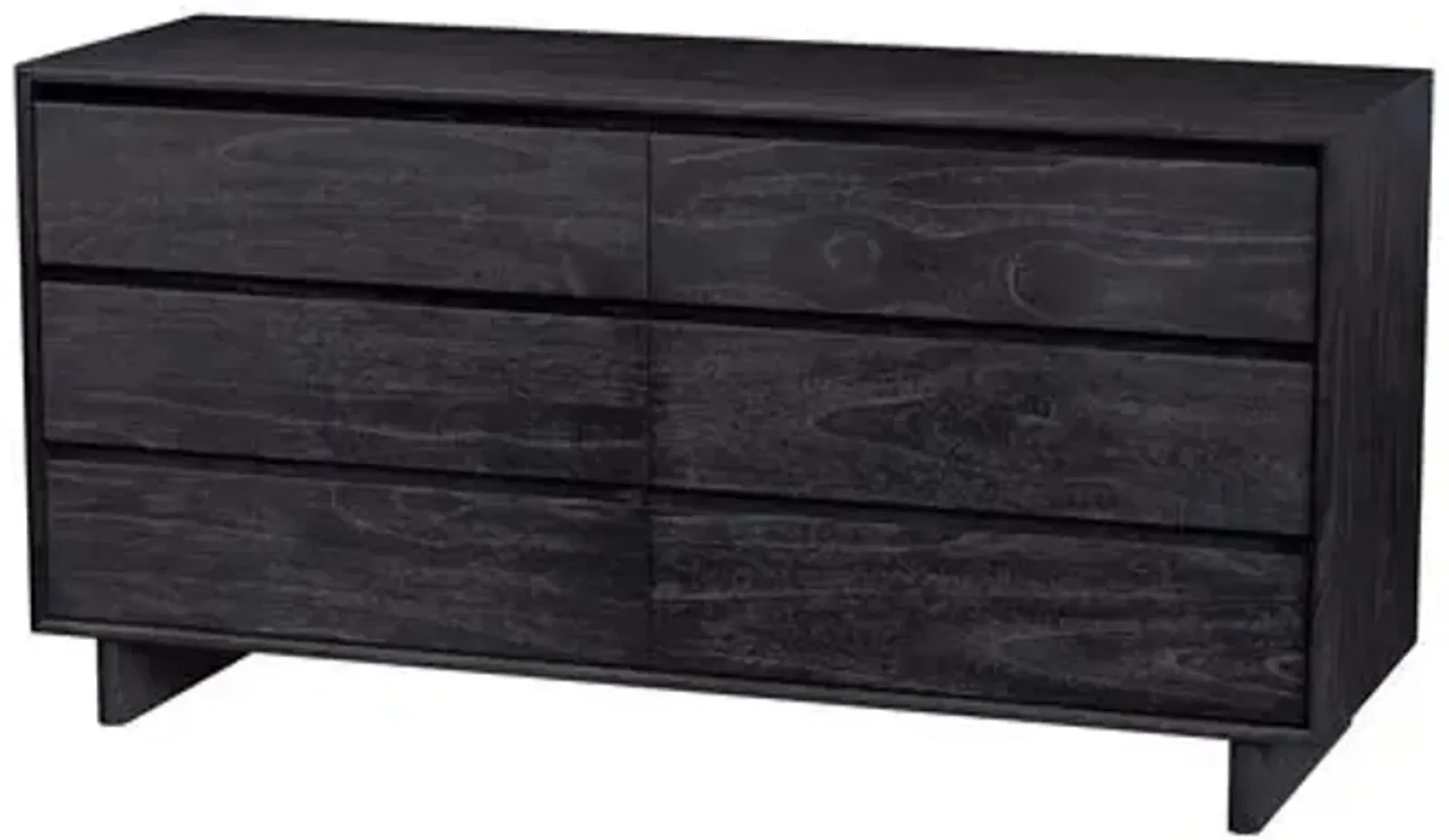 Jade Wood Panel 6-Drawer Dresser - Black