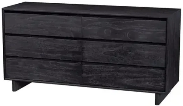Jade Wood Panel 6-Drawer Dresser - Black