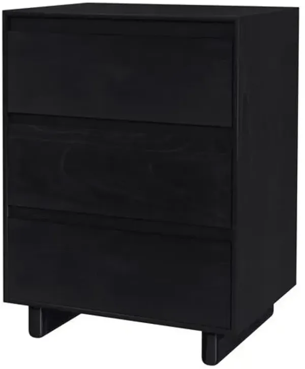 Jade Wood Panel 3-Drawer Narrow Nightstand