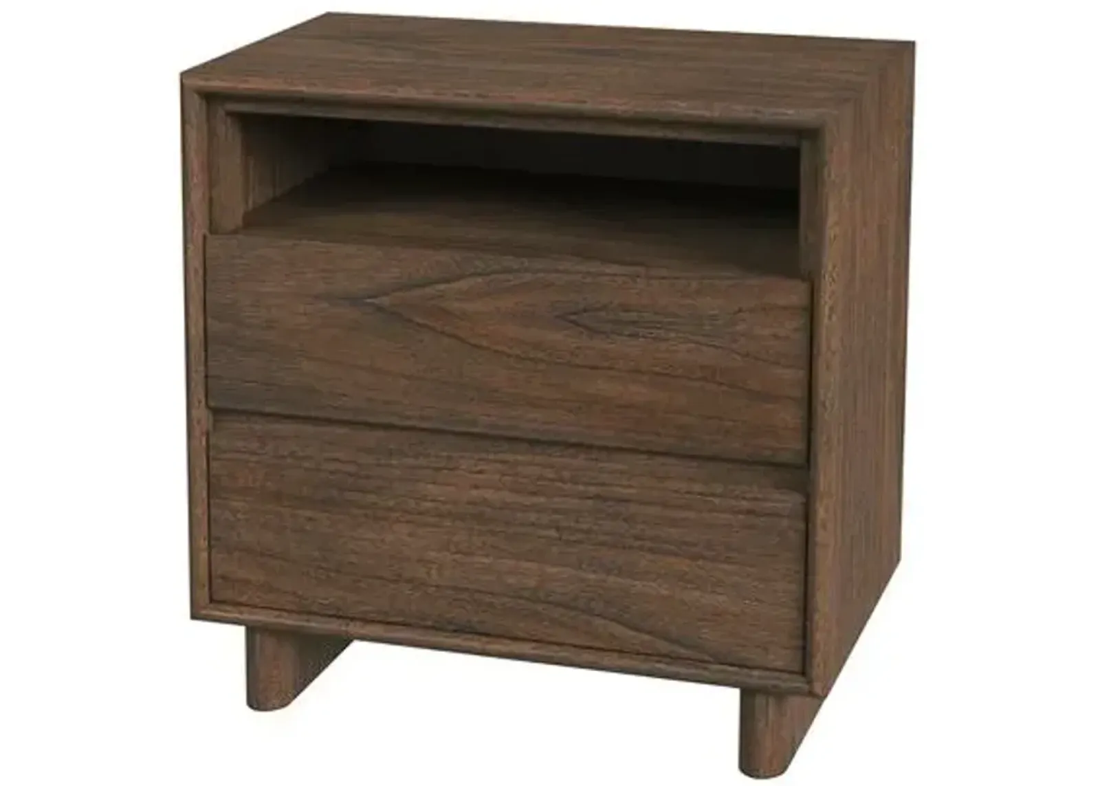 Jade Wood Panel 2-Drawer Nightstand