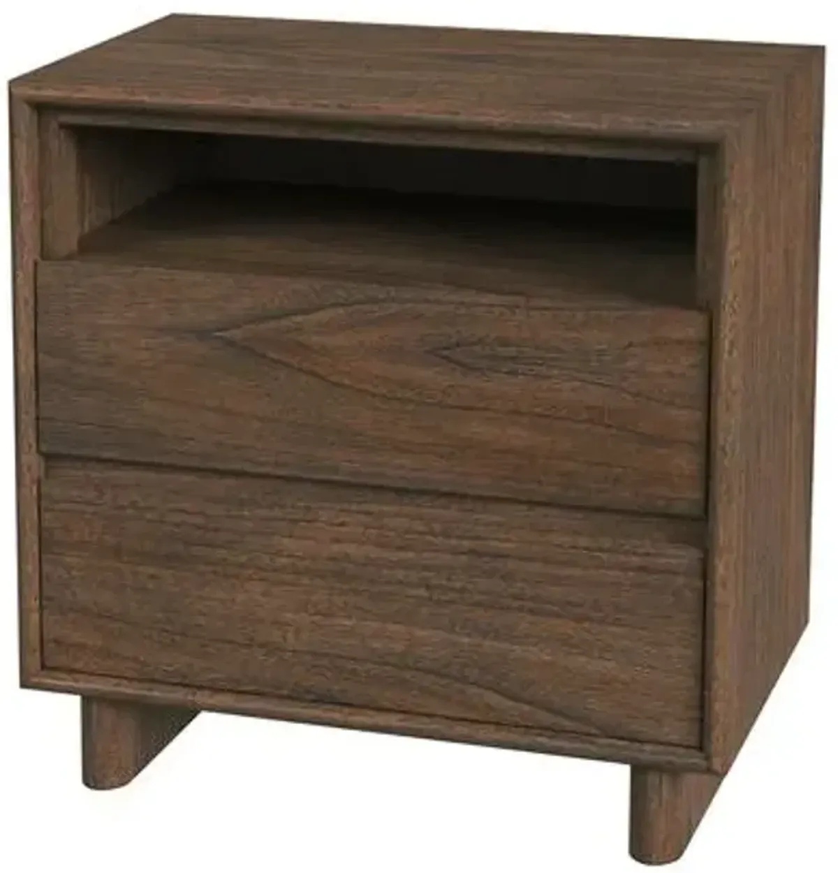 Jade Wood Panel 2-Drawer Nightstand